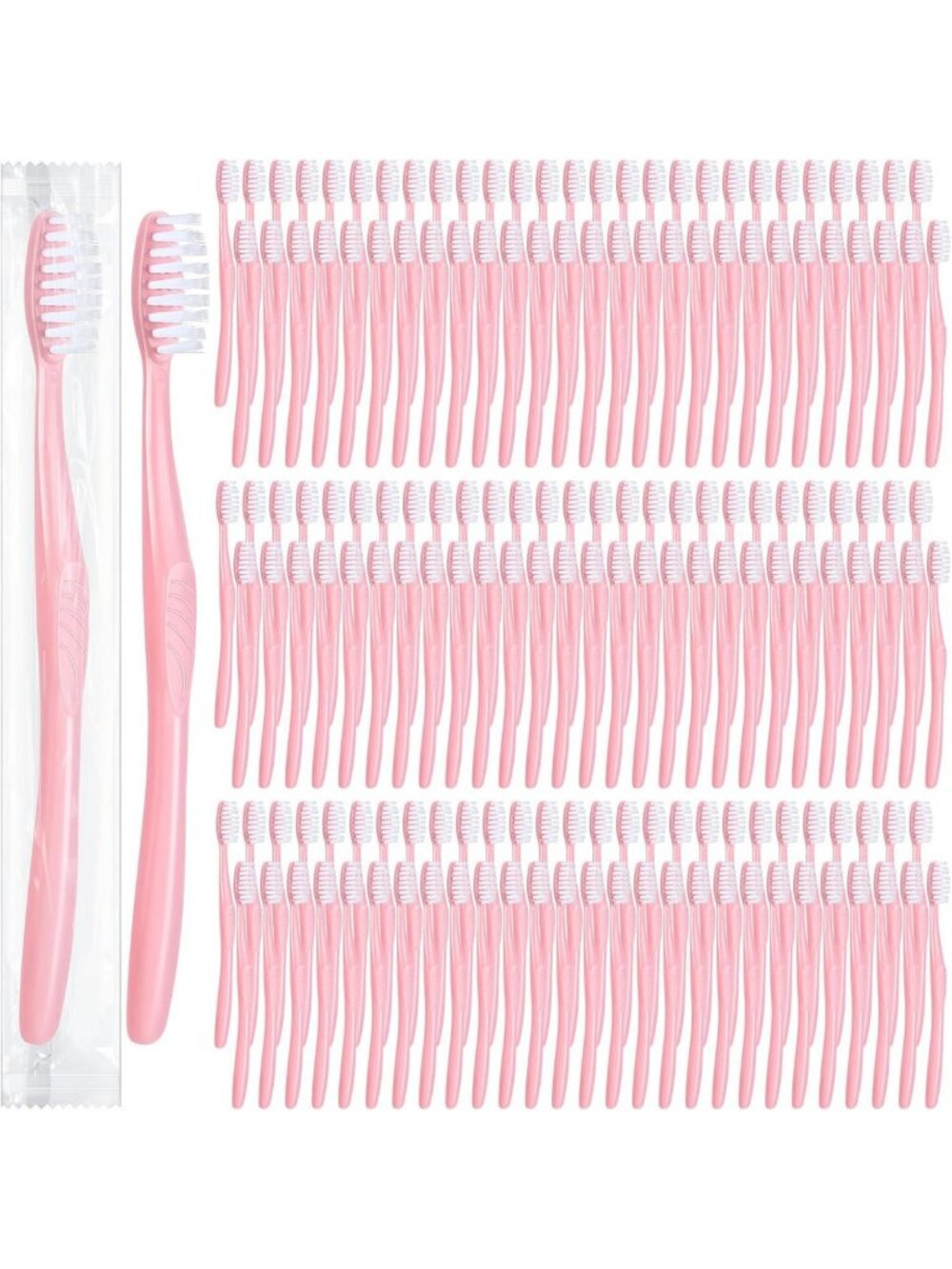 1000 Pcs Pink Disposable Toothbrushes Bulk - Individually Wrapped, Travel